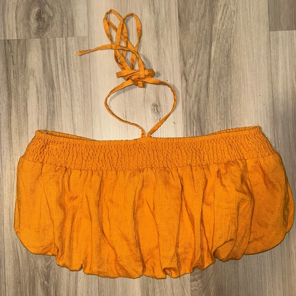 Orange Crop halter Top linen blend - Picture 1 of 3